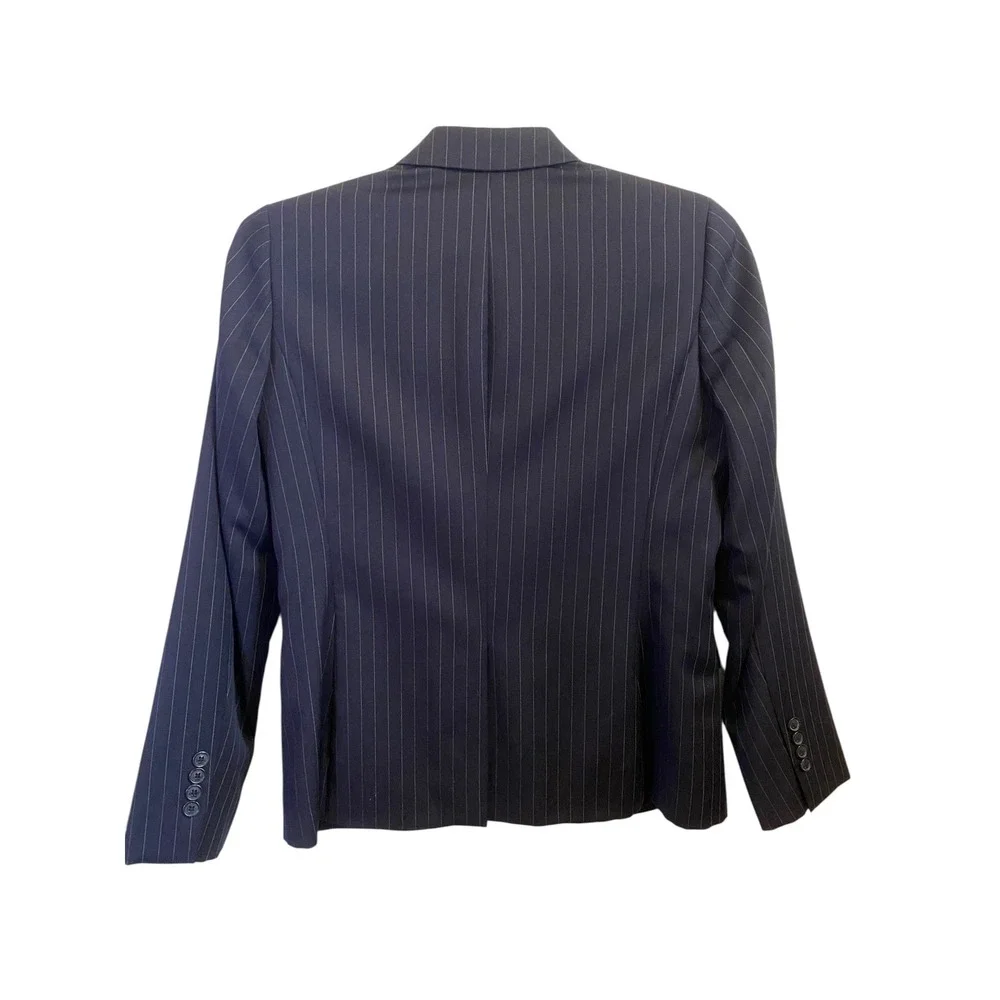 Brooks Brothers 346 Womens Navy Pinstripe Wool Blazer Classic Fit Size 8 - Picture 3 of 5